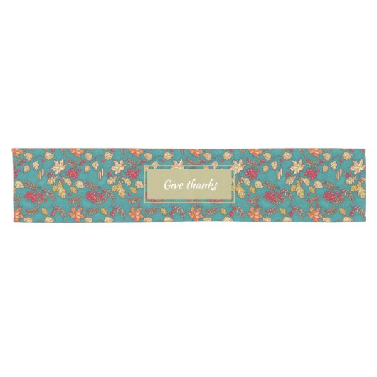 与え感謝してい葉のパターン ショートテーブルランナー (横)