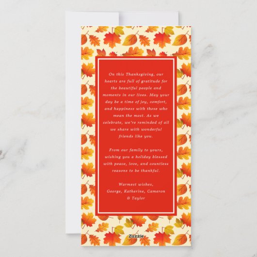 与え感謝してい葉Thanglsgiving写真 シーズンカード (裏面)