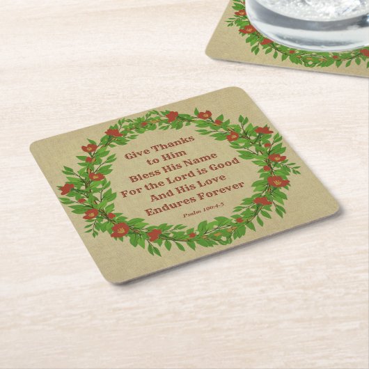 与え感謝してい賛美主の名は善い スクエアペーパーコースター (アングル)