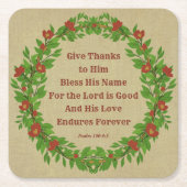 与え感謝してい賛美主の名は善い スクエアペーパーコースター (正面)