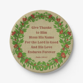与え感謝してい賛美大主の名は良い – 小さい7" ペーパープレート