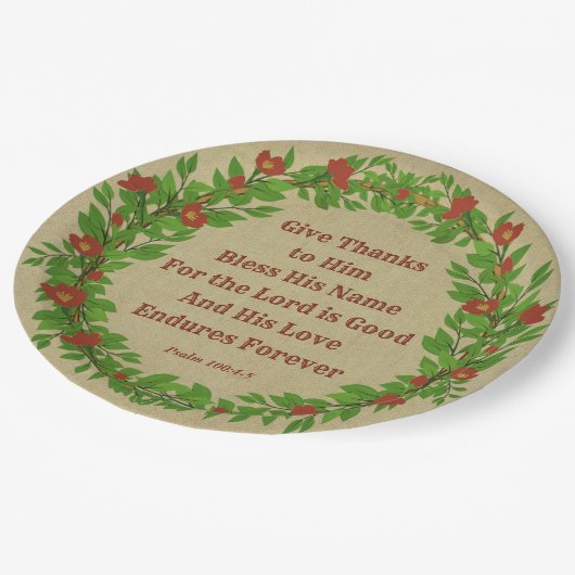 与え感謝してい賛美大主は良い – 大き9" ペーパープレート (アングル)