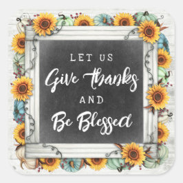 与え感謝してい賛美&感謝祭秋サンフラワー スクエアシール