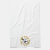 与え感謝してい金ゴールドモダンリース キッチンタオル (縦)
