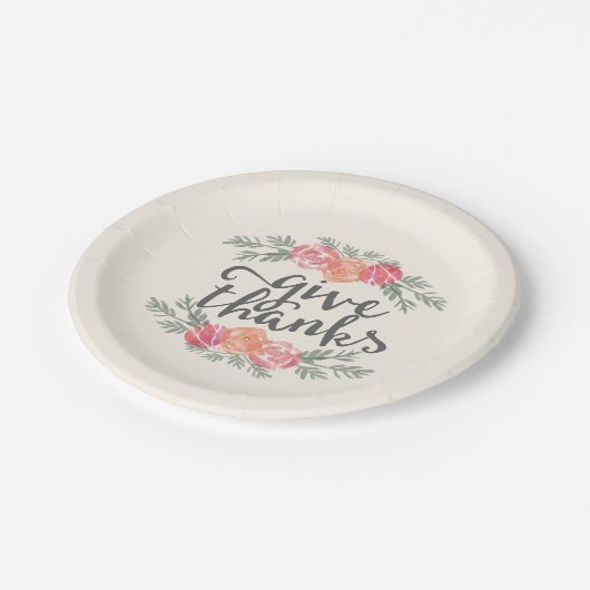 与え感謝してい | アイボリーフローラ水彩感謝祭 ペーパープレート (アングル)