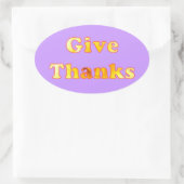 与え感謝してい、イエローリリーのワードアート、シール 楕円形シール (バッグ)