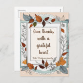 与え感謝してい...パーソナライズされた感謝祭 シーズンポストカード (正面/裏面)