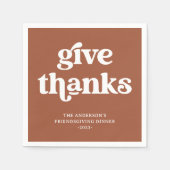 与え感謝してい |ボホレトロ感謝祭テラコッタ スタンダードカクテルナプキン (正面)