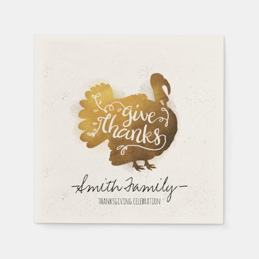与え感謝してい...家族の感謝祭お祝い。 スタンダードカクテルナプキン (正面)