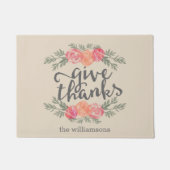 与え感謝してい |感謝祭の水の色パーソナライズされた ドアマット (正面)