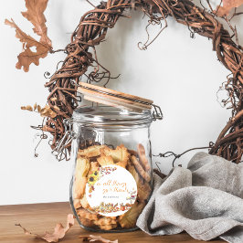 与え感謝してい |水彩感謝祭モノグラム ラウンドシール