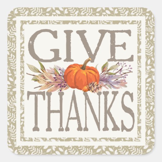 与え感謝してい |秋の感謝祭 スクエアシール (正面)