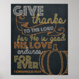 与え感謝していChalkboard Art 16x20 ポスター