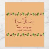 与え感謝していHappy ThanksGiving ワインラベル (シングルラベル)