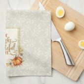 与え感謝していPumpkinフレーム キッチンタオル (四つ折り)