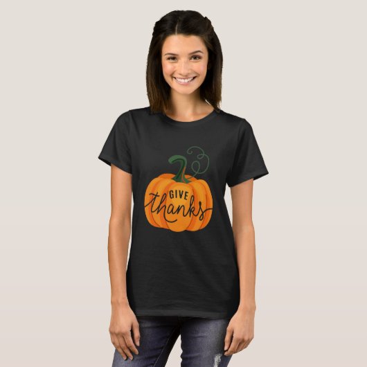 与え感謝していPumpkin Tシャツ (正面フル)