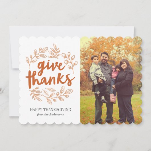 与え感謝していScript Photo Card 招待状 (正面)