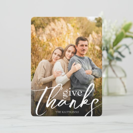 与え感謝していScript Photo Overlay Thanksgiving シーズンカード (スタンド正面)