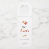 与え感謝していScript Thanksgiving秋パーソナライズされた ボトルネックタグ (正面)