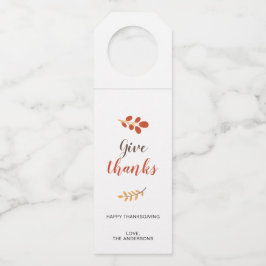 与え感謝していScript Thanksgiving秋パーソナライズされた ボトルネックタグ