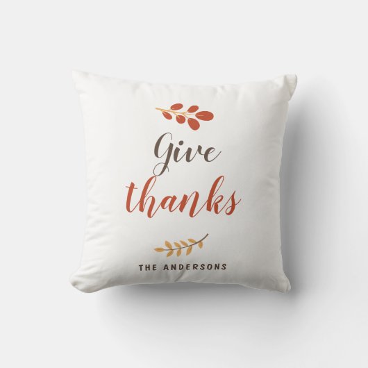 与え感謝していScript Thanksgiving秋秋シンプル クッション (正面)