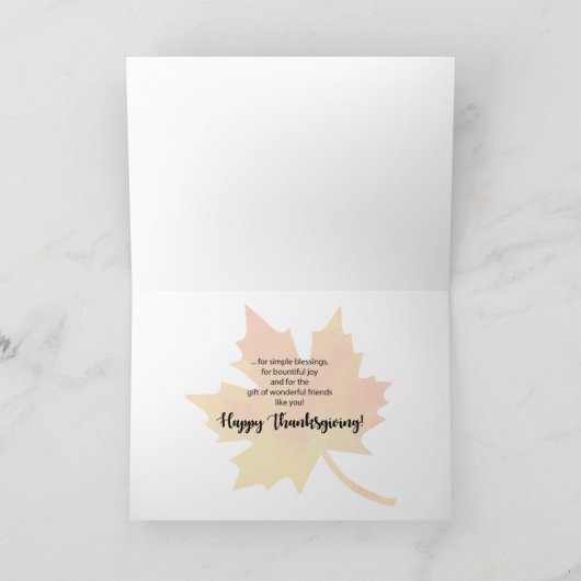 与え感謝していThanksgiving Maple Leafの友だち カード (内部)