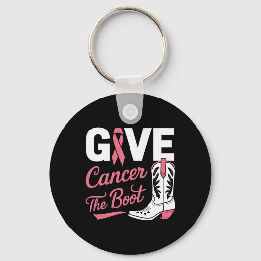 与え癌ブーツ女性のカーボーイ乳癌ピンクRi キーホルダー (正面)