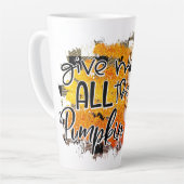 与え私の全てのカボチャ |感謝祭 カフェラテマグ (左アングル)