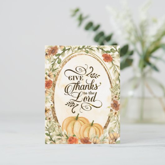 与え秋の花とかぼちゃ ポストカード (スタンド正面)