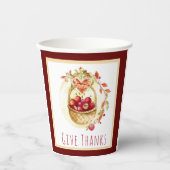 与え素朴感謝してい収穫バスケット 紙コップ (正面)