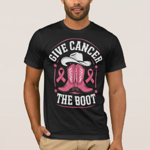与えCancer the Boot - Pink Cowboy Boots Breast Ca Tシャツ