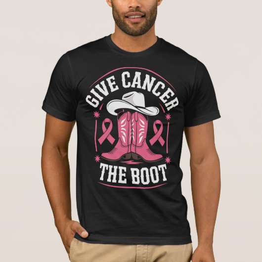 与えCancer the Boot - Pink Cowboy Boots Breast Ca Tシャツ (正面)