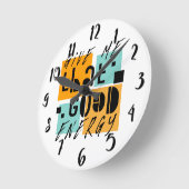 与えGOOD ENERGY ORANGE 前向き ラウンド壁時計 (傾斜)