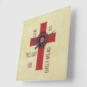 与えUS This Day Verse Decoration Cross Yellow スクエア壁時計 (傾斜)