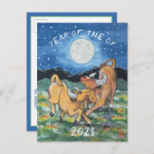 丑の中国の年〔占星術の〕十二宮図お洒落術 シーズンポストカード (正面/裏面)