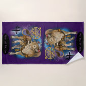 丑の年中国の〔占星術の〕十二宮図 ビーチタオル (正面)