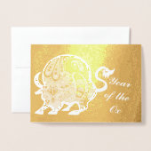 丑の年 箔カード (封筒付き正面)