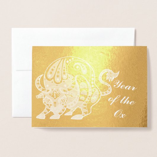 丑の年 箔カード (封筒付き正面)