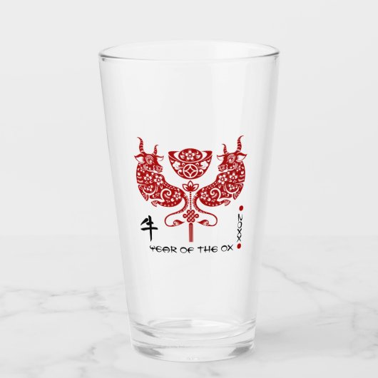 丑中国のの年|カスタム年の飲酒 タンブラーグラス (正面)