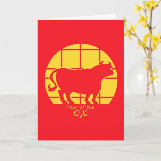 丑年 カード (黄色い花)