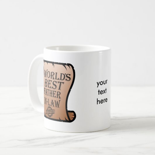 世おもしろい最高の界義父の証明書 コーヒーマグカップ (正面左)