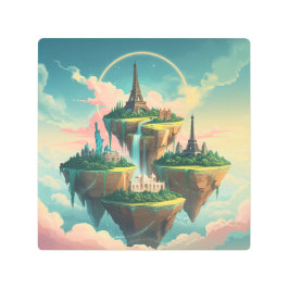 世お洒落界疑問に思:浮動の街並み メタルプリント