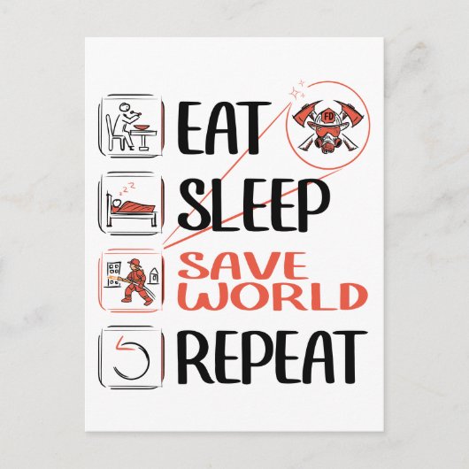 世すごい界救の消防。おもしろいことわざ。 ポストカード (正面)