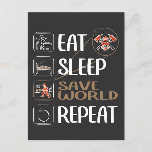 世すごい界救の消防。おもしろいことわざ。 ポストカード (正面)