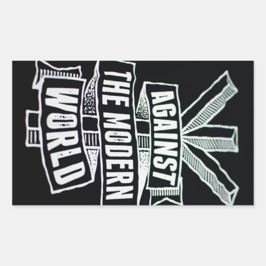 世の中に反モダンして 長方形シール (正面)