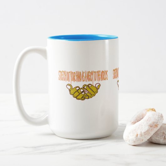 世の中に慈悲の手を差し出せ ツートーンマグカップ (ドーナツ)