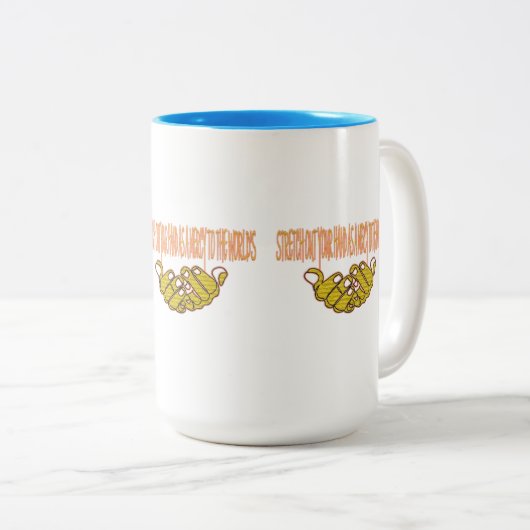 世の中に慈悲の手を差し出せ ツートーンマグカップ (正面右)