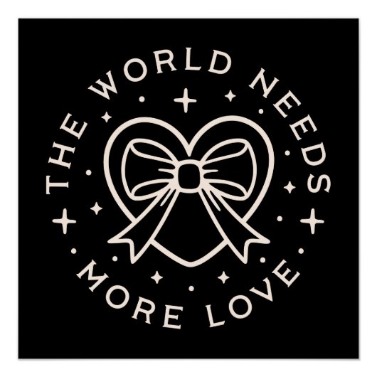 世の中はもっと愛の優しさ引用文ブラック ポスター (正面)