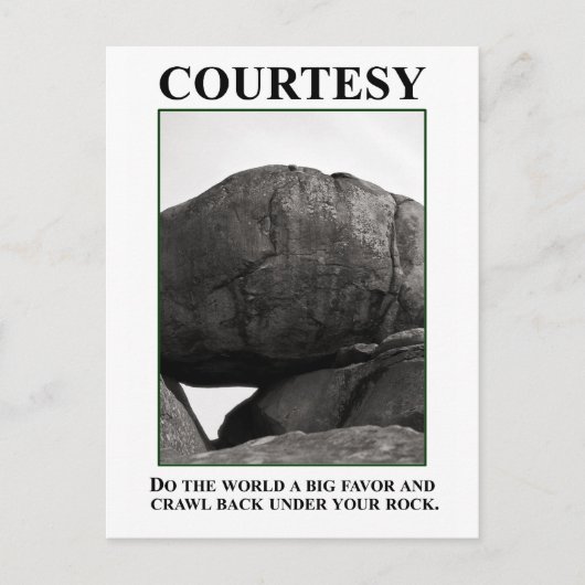 世の中を頼みにしなさい、自分の岩の下に戻りなさい ポストカード (正面)