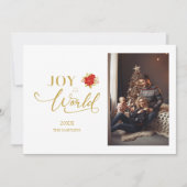 世エレガント界のクリスマスへのポインセチアス喜び シーズンカード (正面)